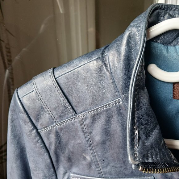 Danier Leather Jacket Women's XS Steel Blue - Picture 4 of 4